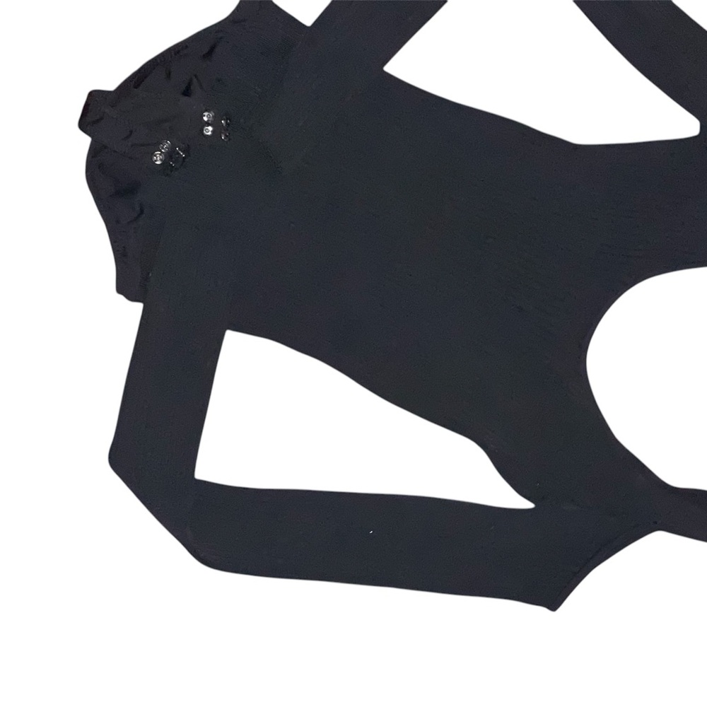 Intermix NYC  snap bottom, cold shoulder, ribbed blouse bodysuit